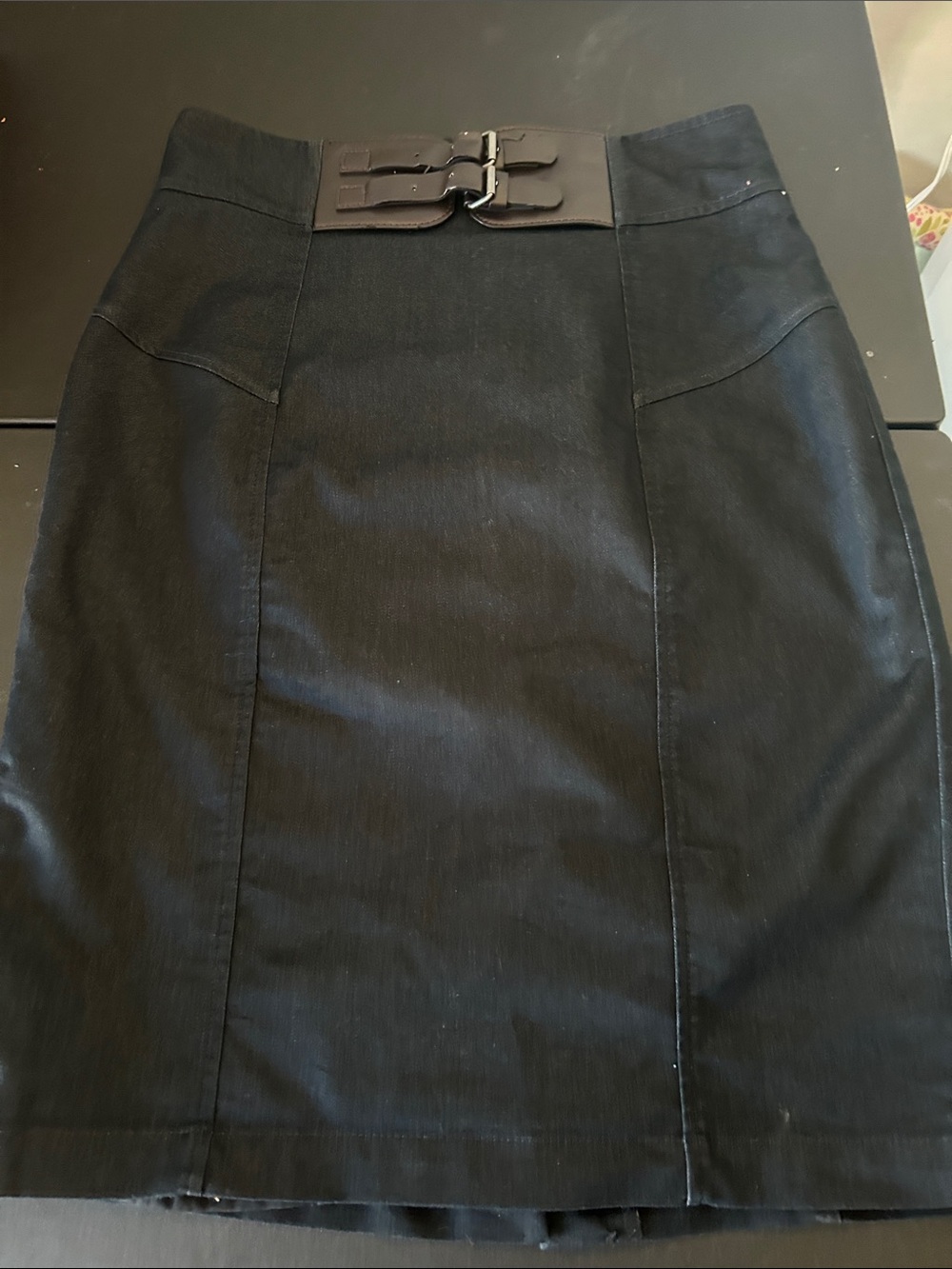Worthington Black Pencil Skirt with Buckle Waist Detail